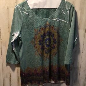 Blouse, sunflower sequin Hippy style By Latitude 10 size XL ￼